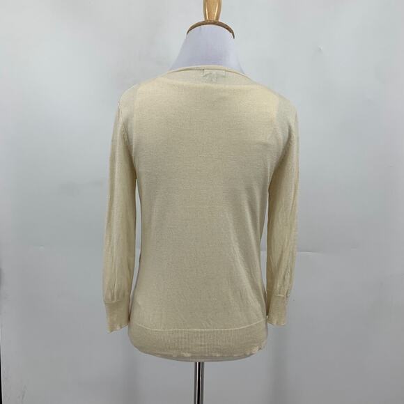 Massimo Dutti Cardigan Womens M Medium Cream Fine Knit Button Sweater Tank 2 Pc - Picture 6 of 16